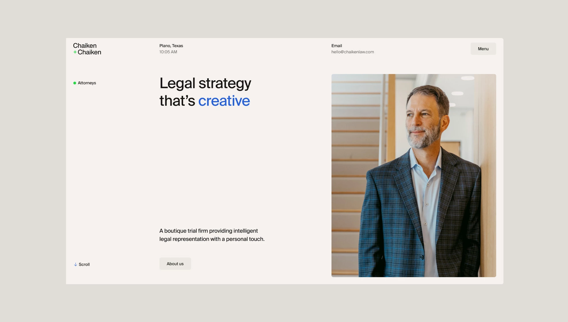 Chaiken & Chaiken homepage displayed in a browser window, featuring the headline