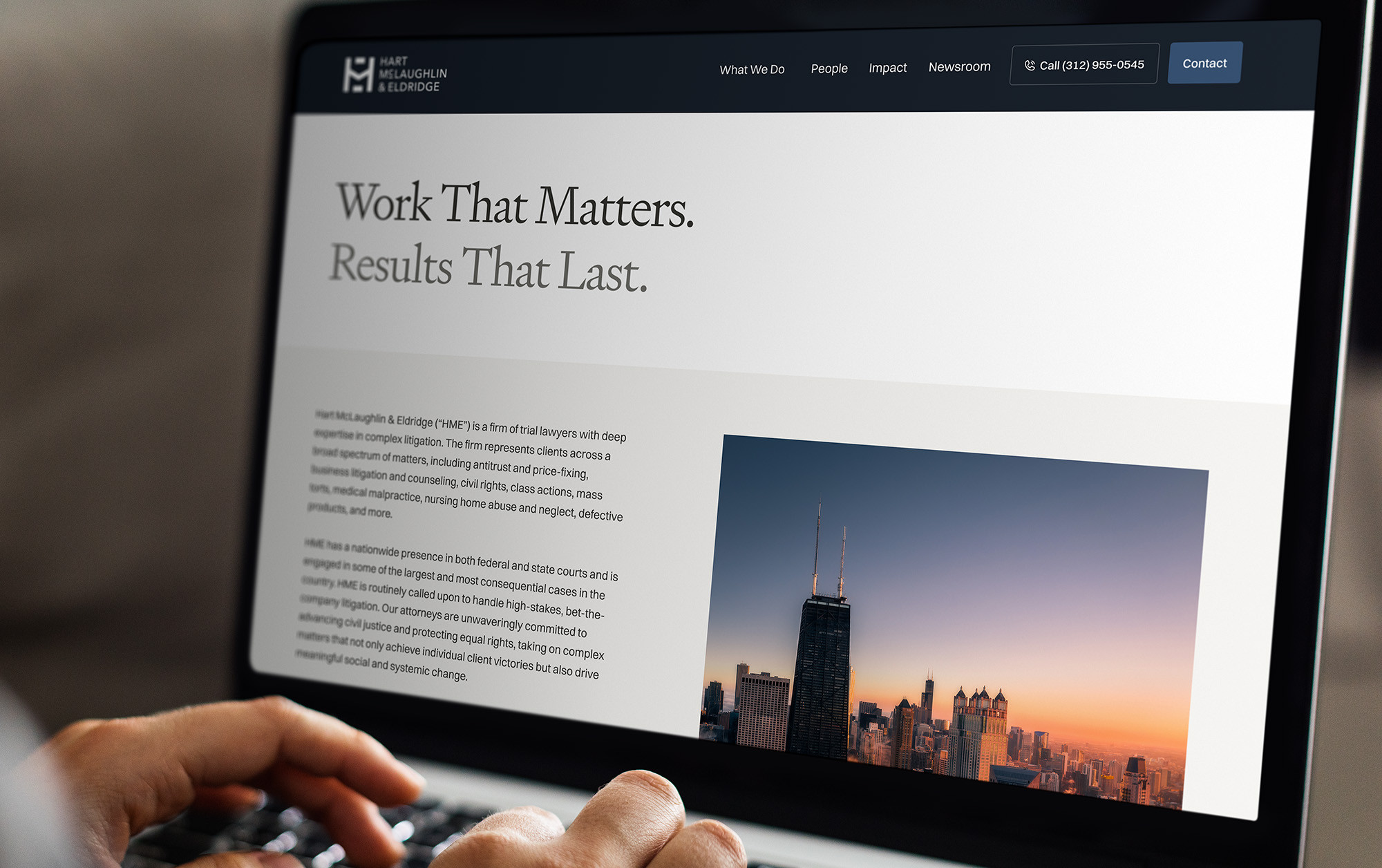 Hart McLaughlin & Eldridge results page on laptop