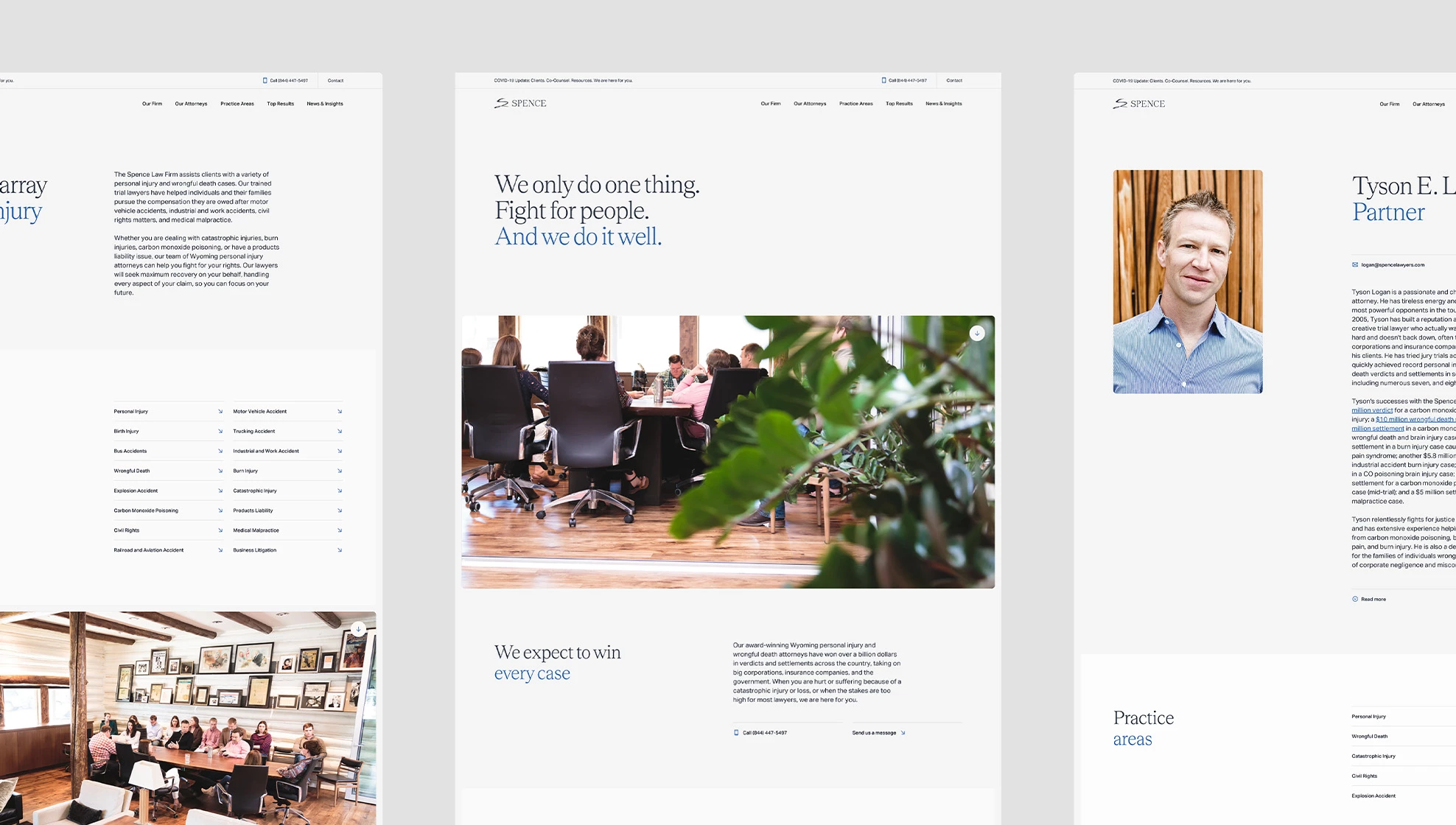 The Spence Law Firm web page designs