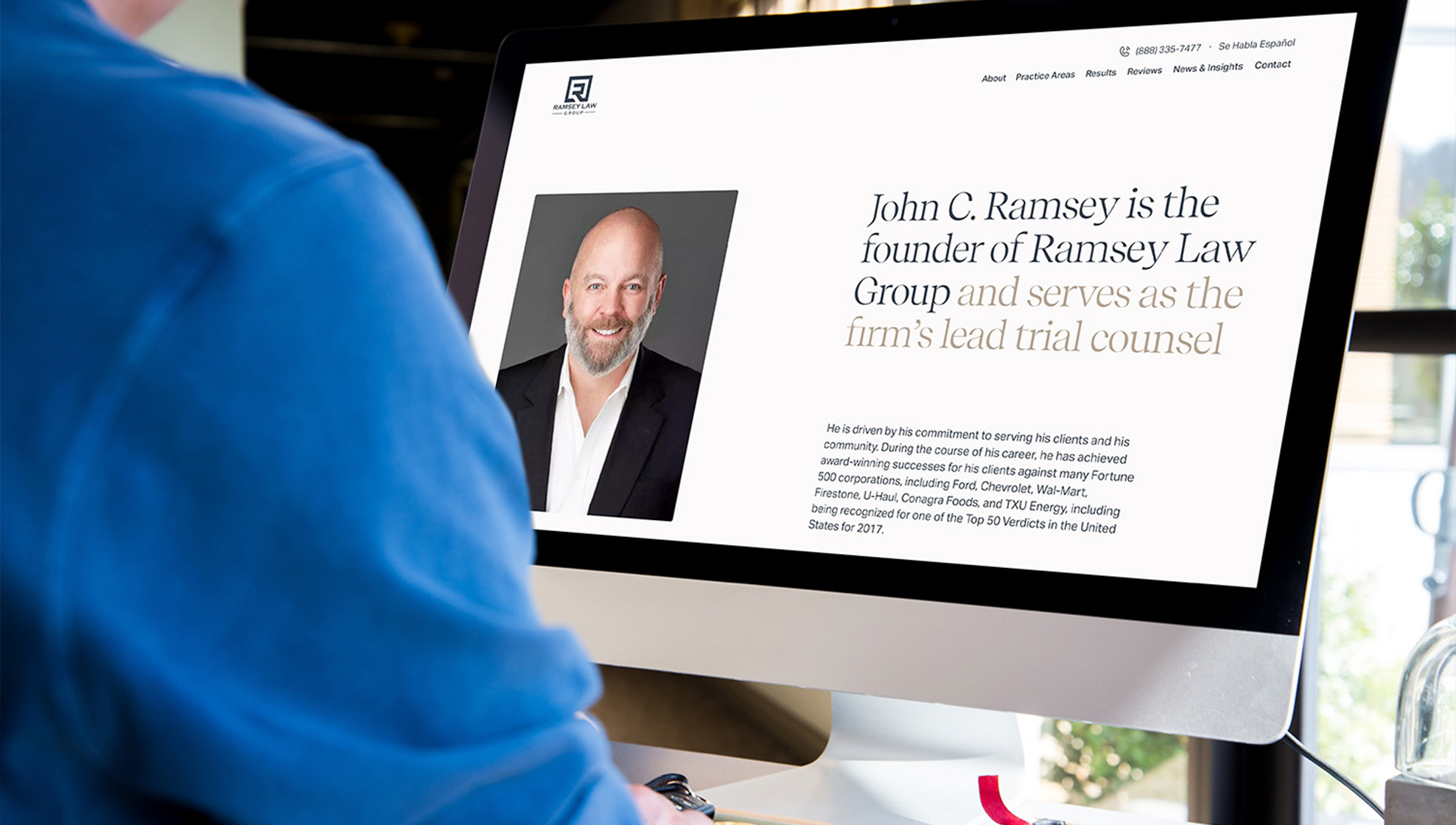 Ramsey Law Group bio page design on desktop
