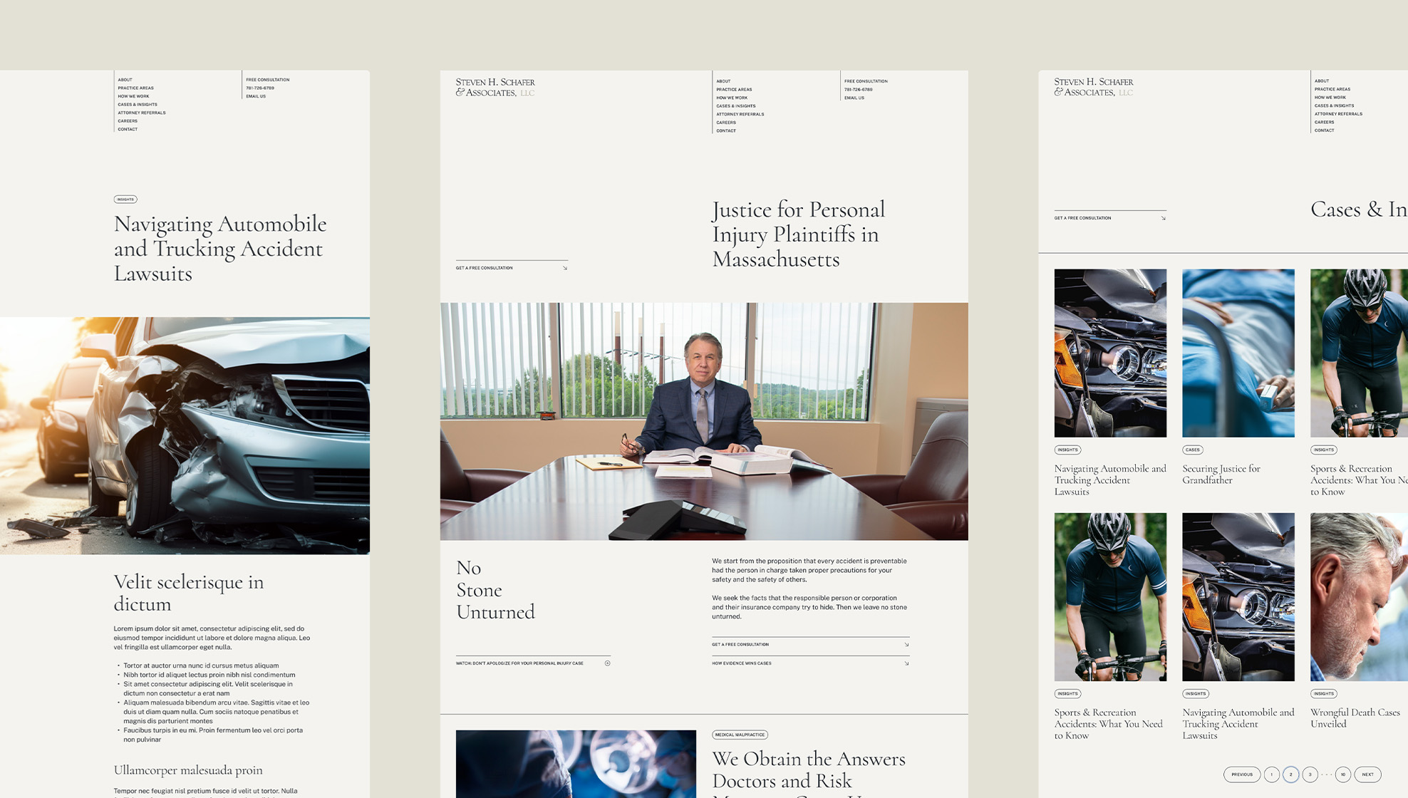 Steven H. Schafer &amp;amp; Associates website page designs